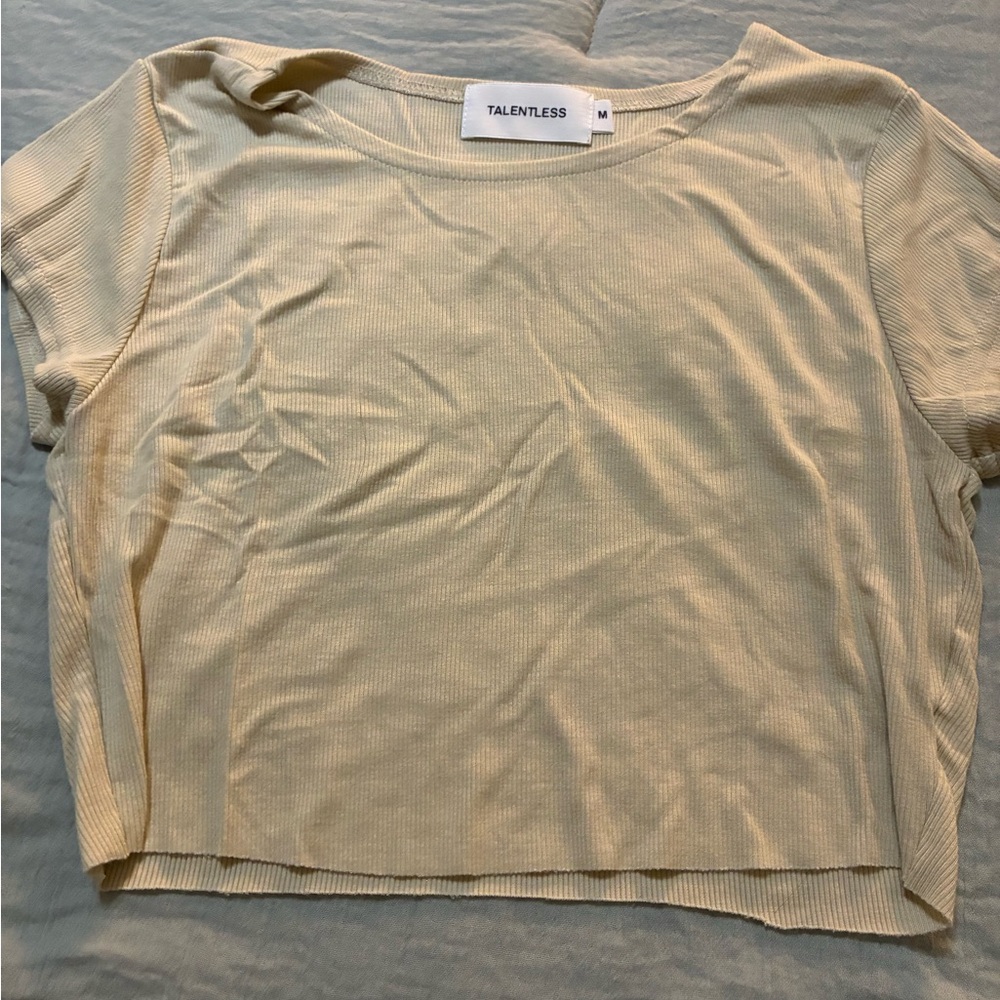 TALENTLESS Women's Beige Short Sleeve Tee
